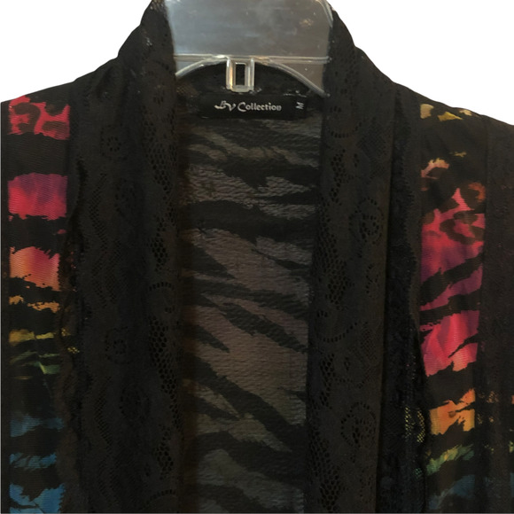 BV Collections Multicolored Tiger Leopard Print Kimono SZ M - Picture 3 of 12